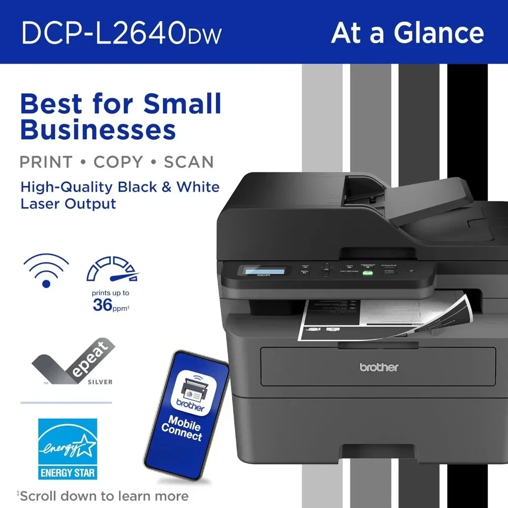 DCP-L2640DW Wireless Compact Monochrome Multi-Function Laser Printer with Copy and Scan, Duplex, Mobile 2