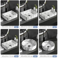 พรีเมี่ยมหินหลอดเลือดดําเซรามิคเหนือเคาน์เตอร์ห้องน้ําอ่างล้างหน้าทนทานห้องน้ํา Vanity Sink รูปแบบหินอ่างล้างหน้าชาม Home Hotel 6