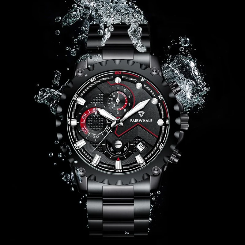 

Fashion Luxury Mens Watch Luminous Multifunction Chronograph Waterproof Stainless Steel Multifunction Quartz Man Wristwatch 2024