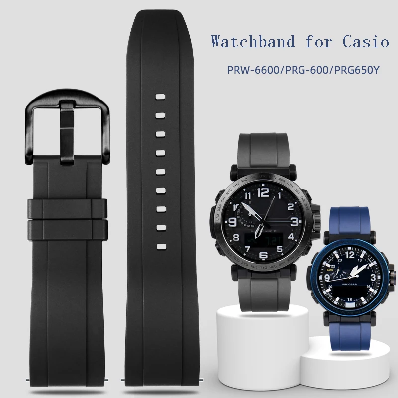 Cinturino Per Orologio Ilicone Per Casio 5497 Prg-600/650Y 5571 Prw-6600Y/Yb Cinturino Sportivo 23 24Mm Protrek Prw-60/30/50/70Yt Cinturino 24Mm