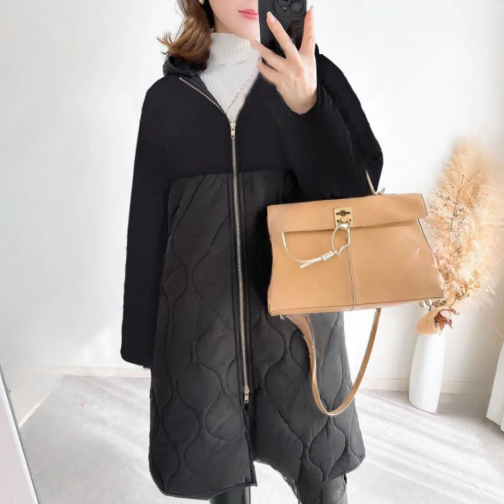 

Woman Clothing Autumn/Winter Mid Length Slim Zipper Design Small Loose Hooded Japanese And Korean Forest Women's Cotton Clothes