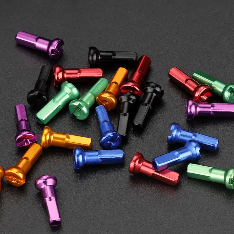 Bike Spokes Nipples Aluminum Spoke Caps 14G 14mm CNC-machined Anodized Alloy Nipples MTB Road Bike Wheel Rim Brass Nuts