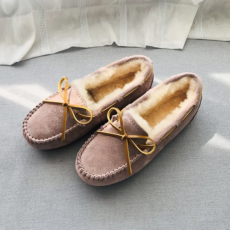 

2023 New 100% Natural Fur Genuine Leather Women Flat Shoes New Fashion Women Moccasins Casual Loafers Plus Size Winter shoes