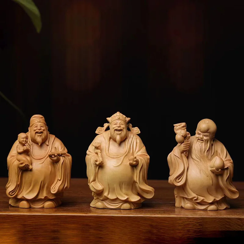 骨董品、骨董品、古い木の彫刻Fu Lu Shou、ホームラッキーコレクション 骨董品、骨董品、古い木の彫刻Fu Lu Shou、ホームラッキー