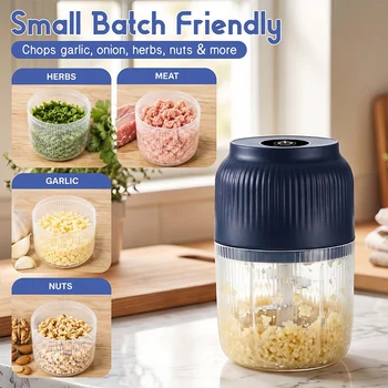 2026 New Electric Garlic Chopper Portable Cordless Garlic Mincer with 6 Stainless Steel Blades Food Chopper for Kitchen 1