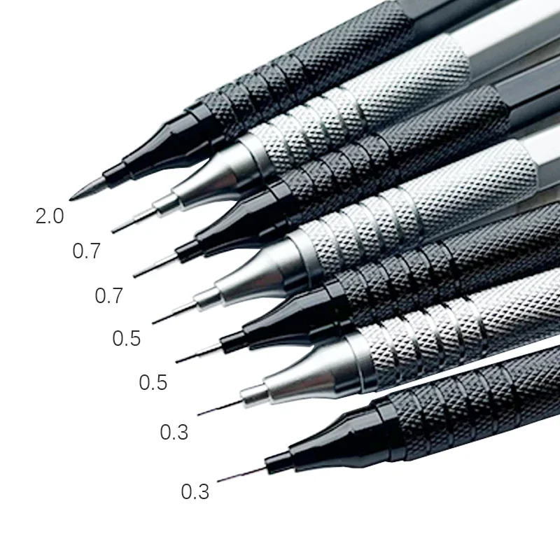 Mechanical pencil set mechanical pencils 1Pc Mechanical Pencil 0.3/0.5/0.7/2.0mm Low Center of Gravity Metal Drawing Special Pencil Office School Writing Art Supplies