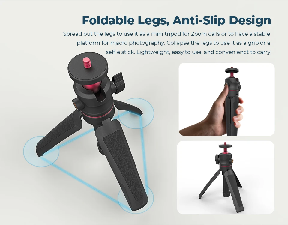 Foldable Tripod With Cold Hot Shoe 1/4'' Ball Head Mini Table Holder Bracket For