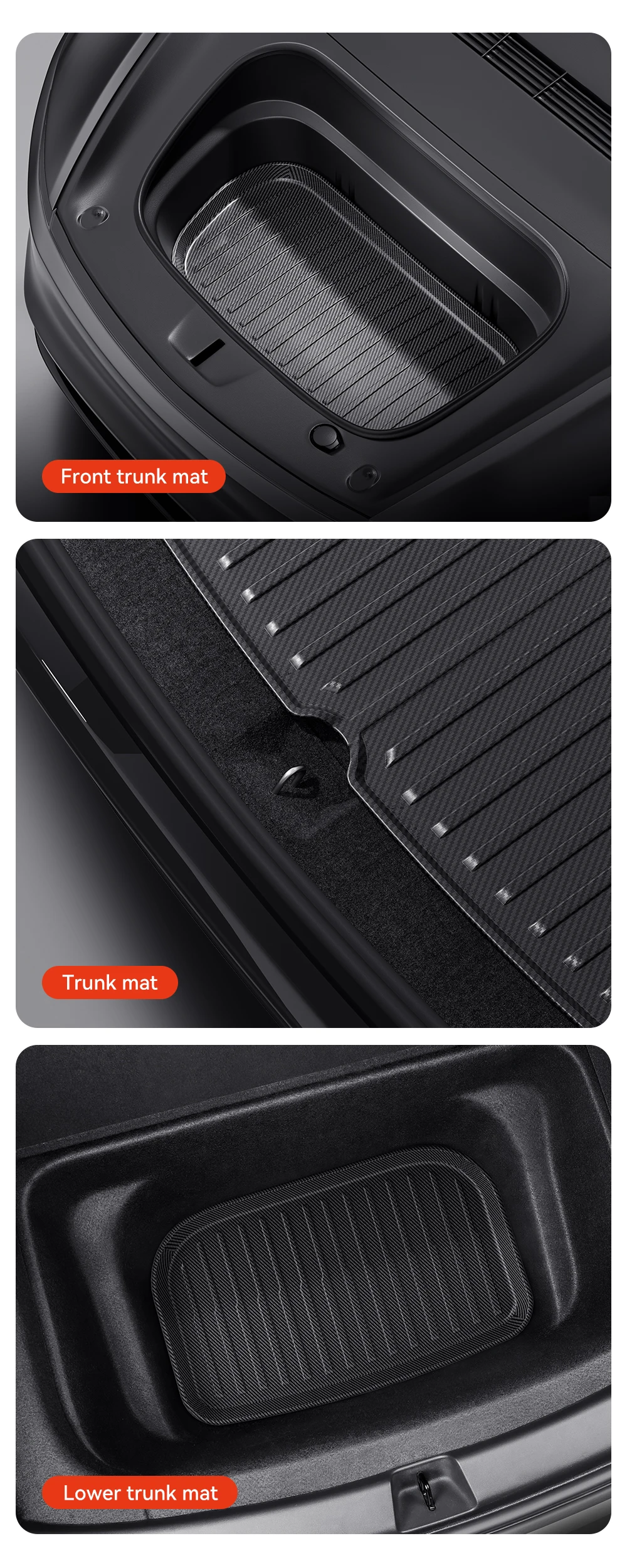For New Tesla Model Y juniper 2025 TPE Floor Mat Carbon fiber Car All Weather Tr