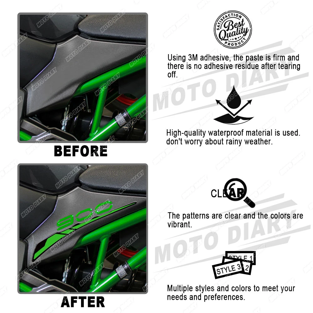 Z900 Seat Panel Stickers 3D Motorcycle Fairing Decals Waterproof For Kawasaki Z900 Z 900 2017-2023