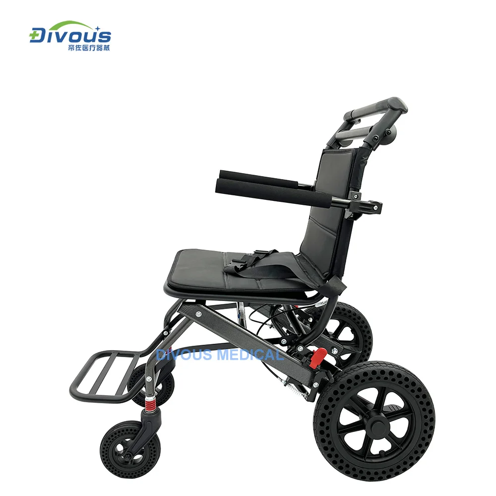 New Product Aluminium Alloy Foldable Ultralight Travel Manual Wheelchair For Airplane Airport Disable Elderly Trolly