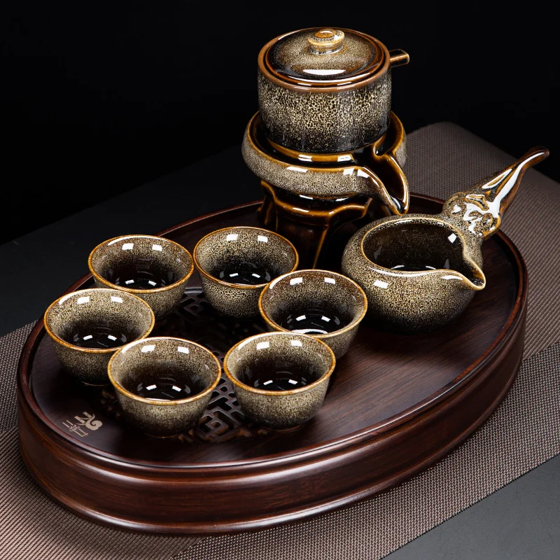 

Kung Fu Puer Tea Set Chinese Ceremony Ceramic Serving Afternoon Tea Cup Set Drinkware Wooden Tray Juego De Te Coffeeware Teaware