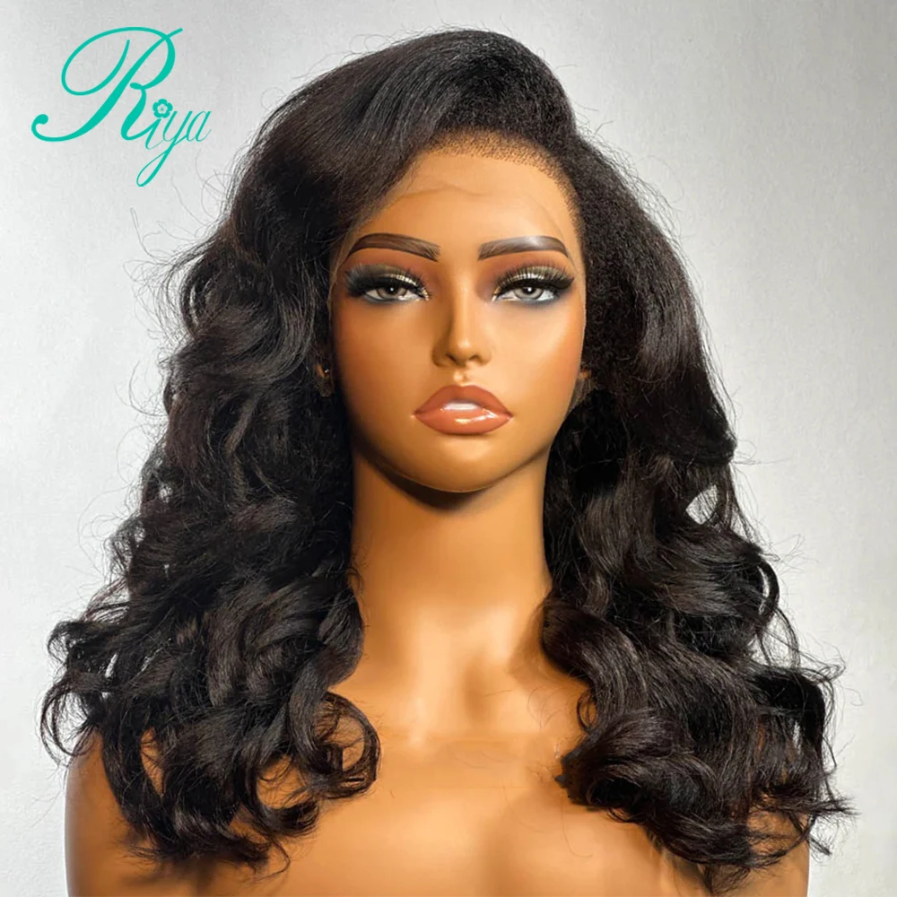 34 Inches Loose Wave Yaki 360 Invisible Strap Glueless Wig With Kinky Edges 4x4 5x7 Pre Cut Lace Lace Closure Human Hair Wigs