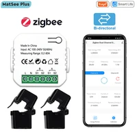 ZigBee Energy Meter Bidirectional 1, 2 Channel with Current Sensor Tuya Smart App Monitor Power 80A 110V/240V Gateway Required 1