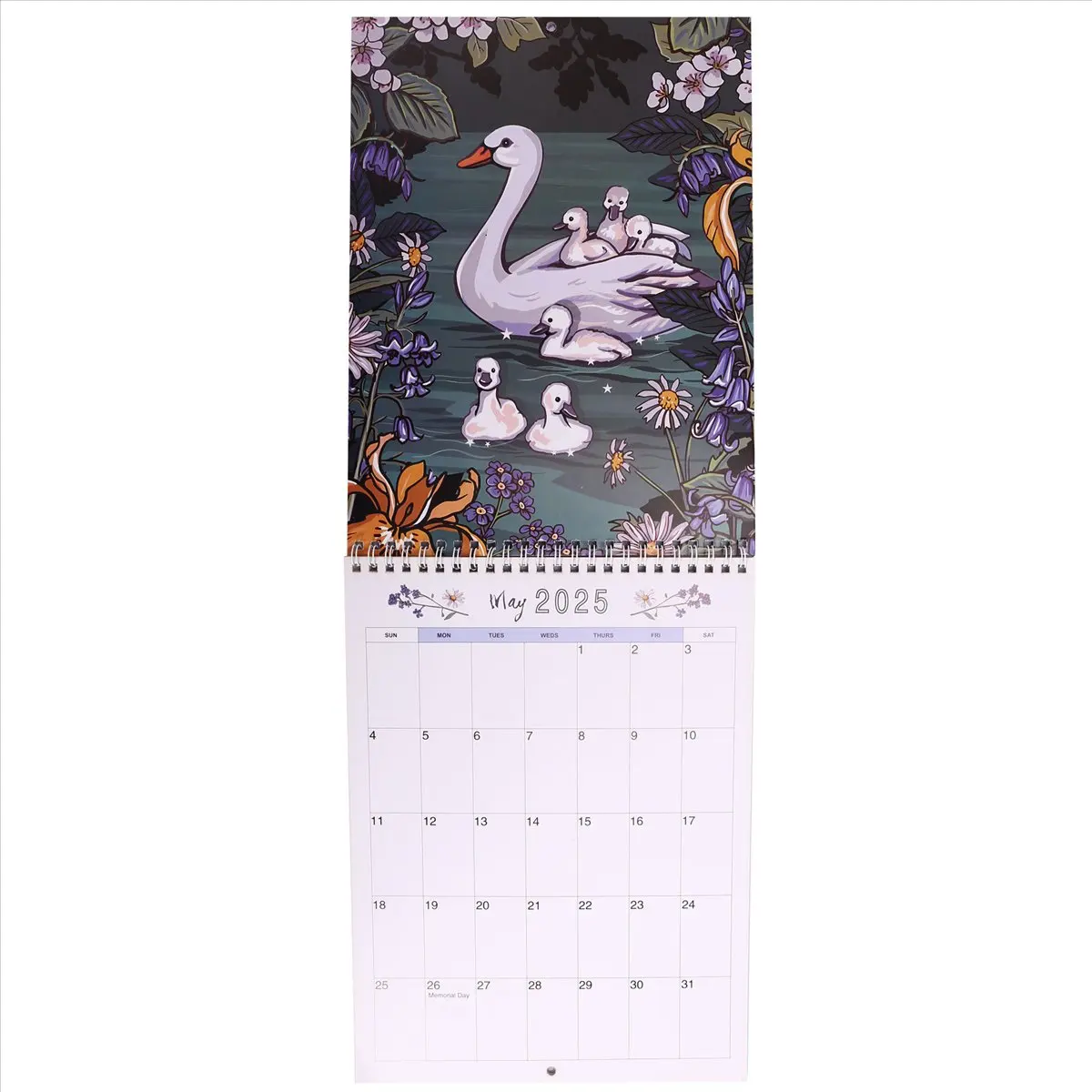 T64C 2025년 자연 및 야생동물 예술 작품 벽걸이 달력 ArtworkByAngie 2025년 홈 오피스용 달력 벽걸이 달력