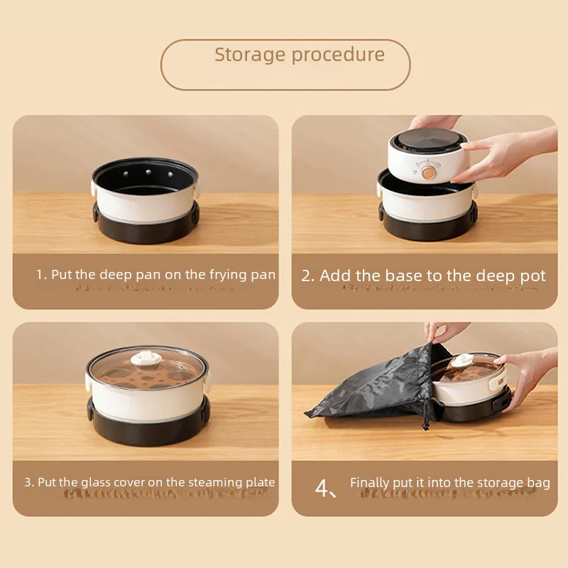 110v Portable Travel Folding Electric Cooker Multifunctional Stew Soup Pot Split Electric Hot Pot Stainless Steel Material