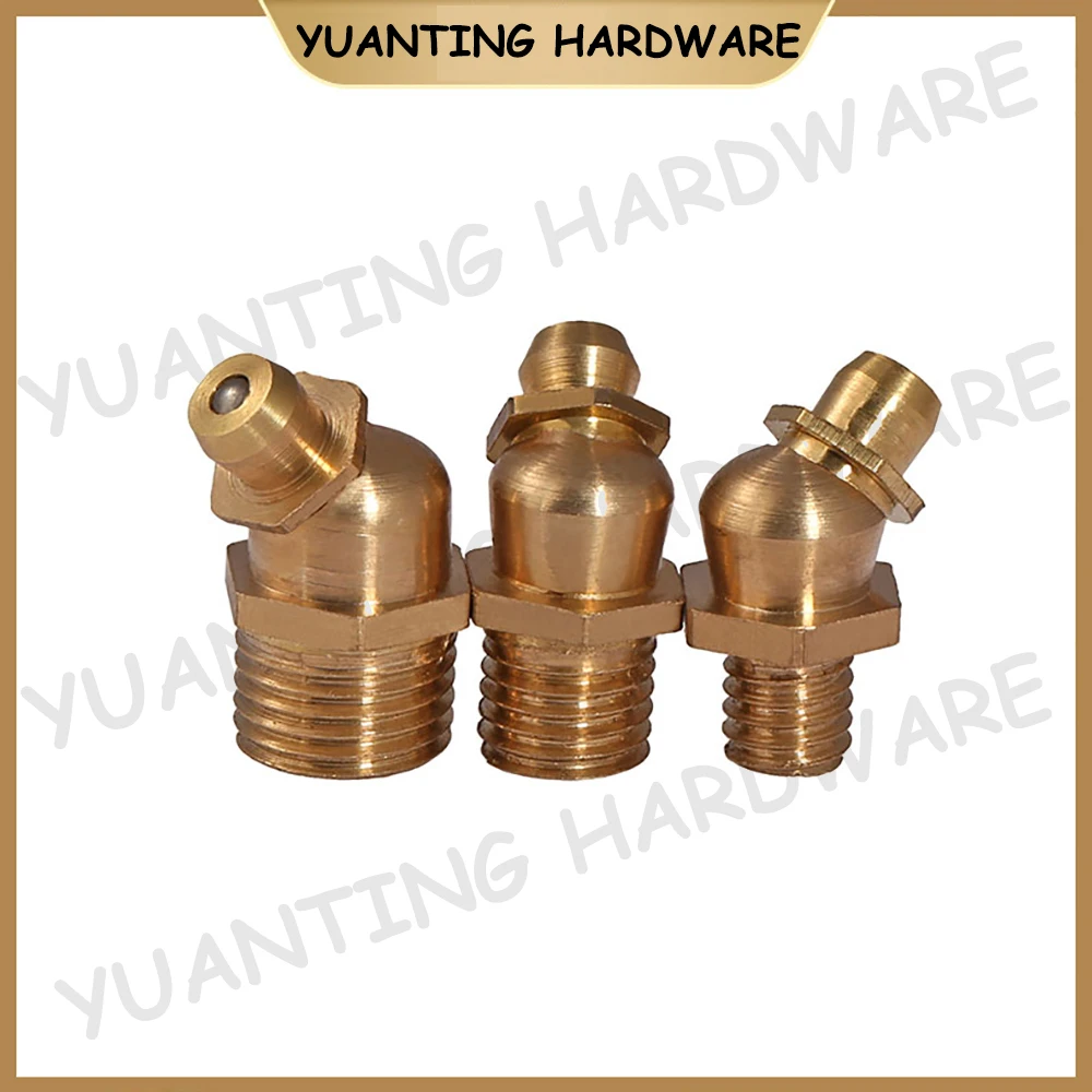 1 stück-5Pcs 45 ° 90 ° Gerade NPT BSP UNF Gewinde Messing Schmier Nippel Kegel Typ Hydraulische kupfer Fett Nippel Armaturen