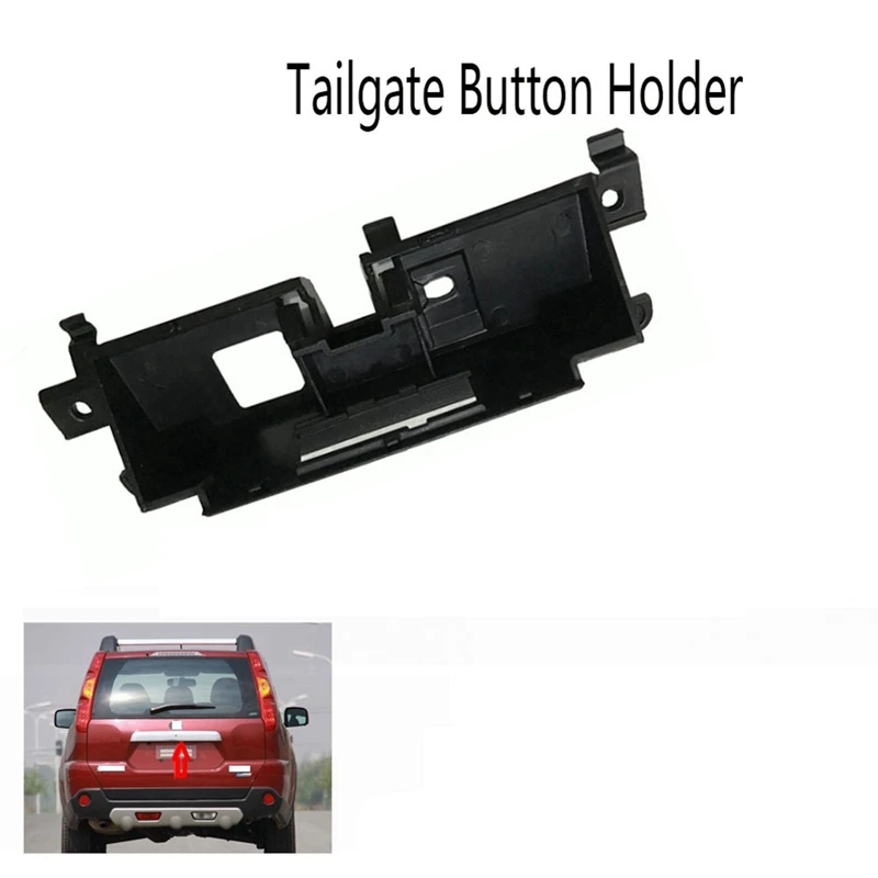 2 PCS Black Rear Trunk Switch Bezel Bracket Key Plate Garnish Frame For Nissan X-Trail 2008-2013