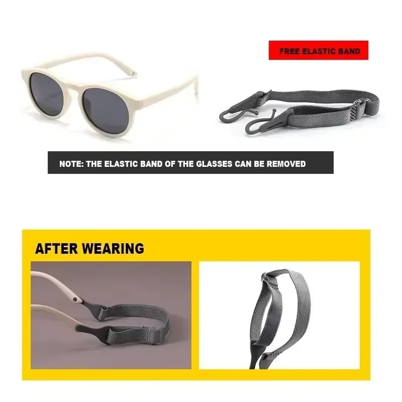 Baby's first sunglasses 400UV Polarized Round flexible With strap Ages 0-2 years