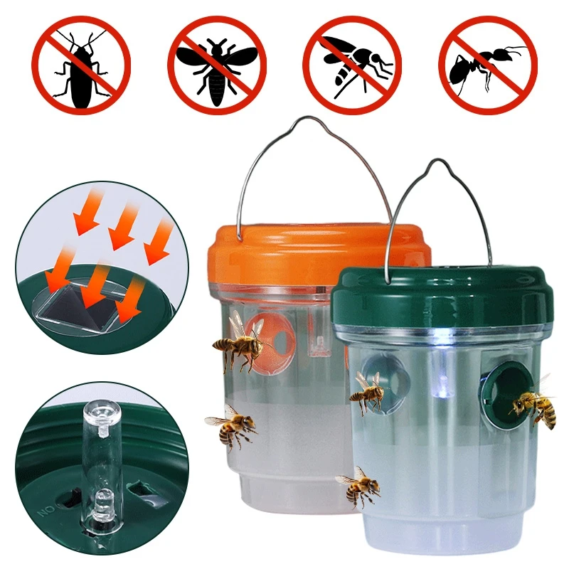 Solar Wasp Trap Fly Trap Outdoor Hanging Fly Catcher Safe Non-Toxic Bee Flies Hornet Traps Garden Fruit Catcher