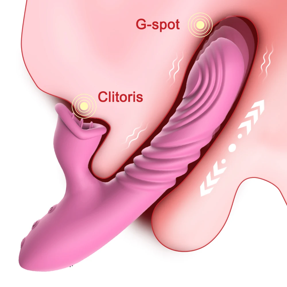 2023 Spinta G-Spot Vibratore per le donne Stimolatore del clitoride Leccare la lingua Telescopico automatico Giocattolo del sesso femminile_voghion.com
