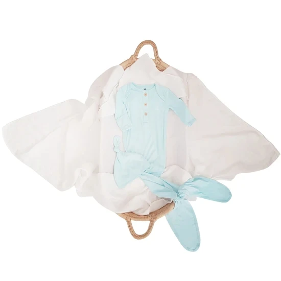 Newborn Infant Solid Color Baby Sleeper 95% Bamboo 5% Spandex Comfortable Soft Newborn Knotted Gowns