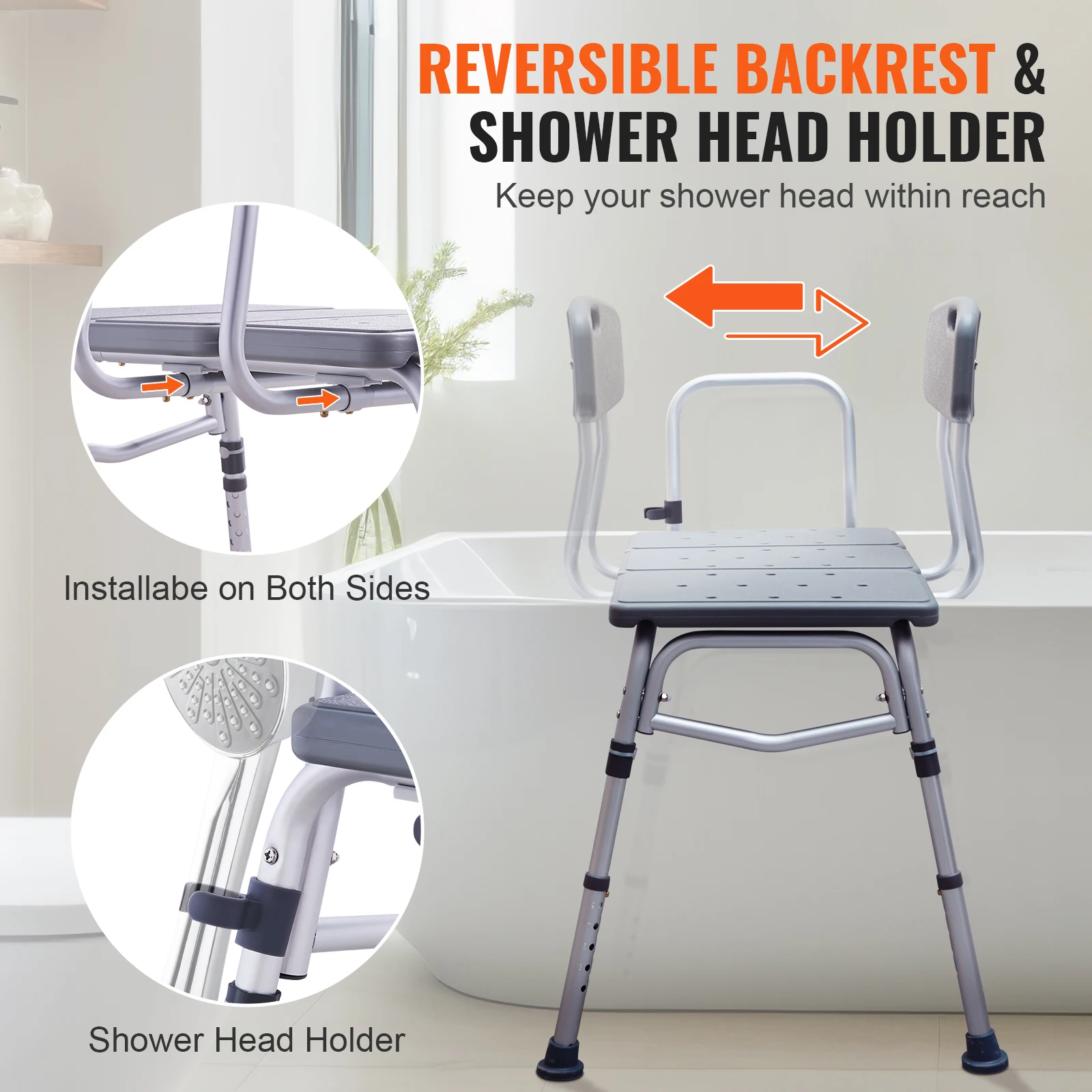 VEVOR Banco de transferencia para bañera, asientos de ducha ajustables para  adultos, banco de ducha ligero para personas mayores y discapacitadas,  asientos de baño antideslizantes con reposabrazos y respaldo reversible -  AliExpress, image size:1600x1600