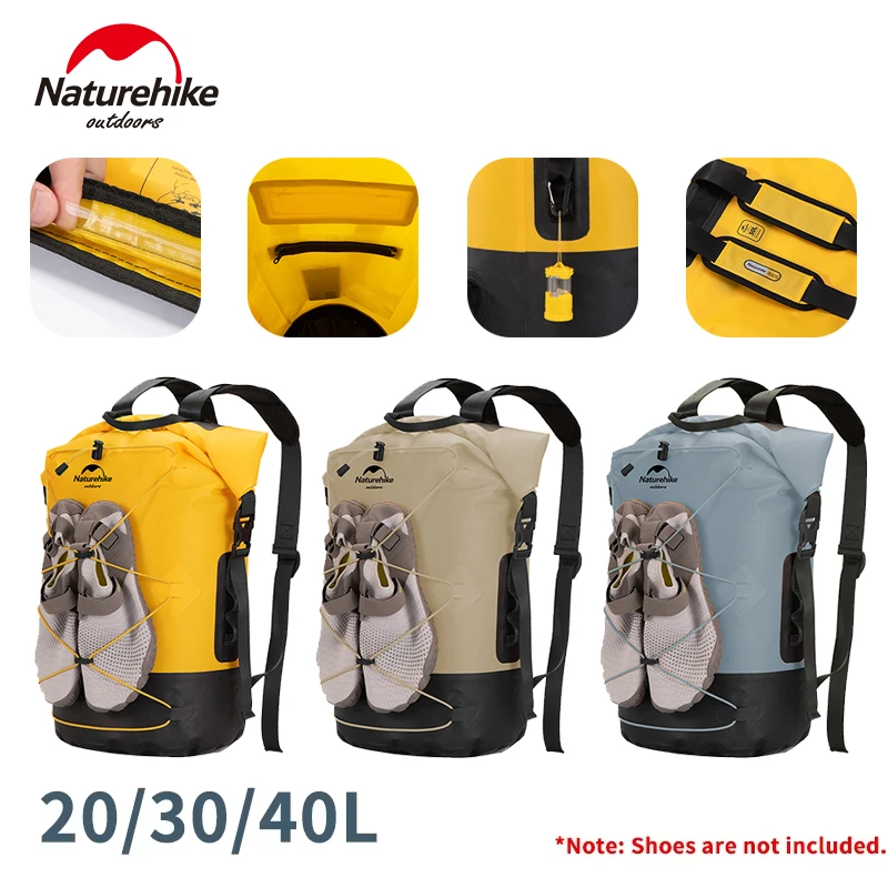 Naturehike Waterproof Backpack Wet Dry Separation Large Capacity TPU for Outdoor Swimming Rafting Hiking Storage Bag 20/30/40L waterproof dry bag