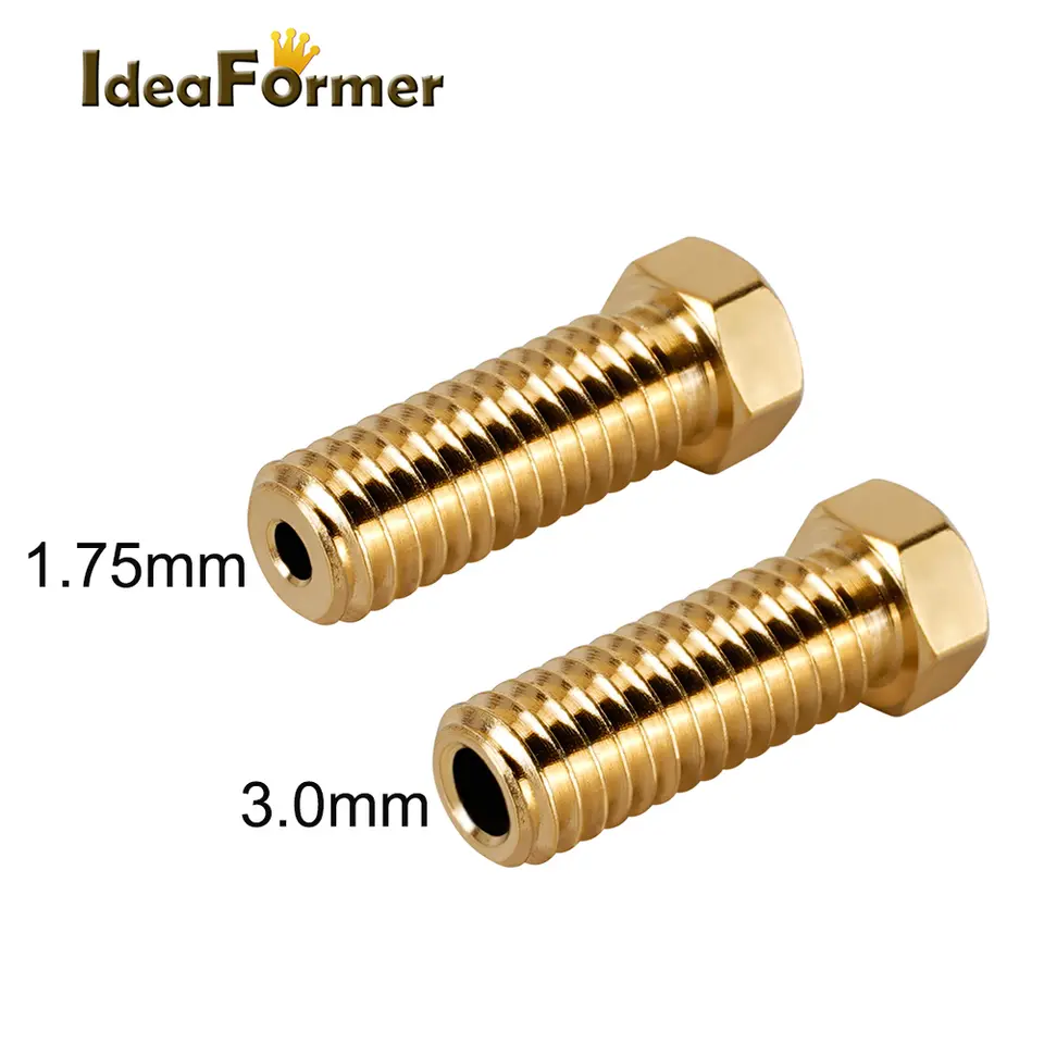 2pcs 3D Parts Brass Volcano Nozzle M6 Extra Lengthen Copper Nozzle 1.75mm High Flow 0.4/0.6/0.8/1.0/1.2mm Artillery Nozzle image 2