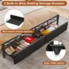 King Size Bed Frame with Storage Headboard and 2 Drawers Metal King Platform Bed with Led Lights and Hidden Storage Upholstered 6