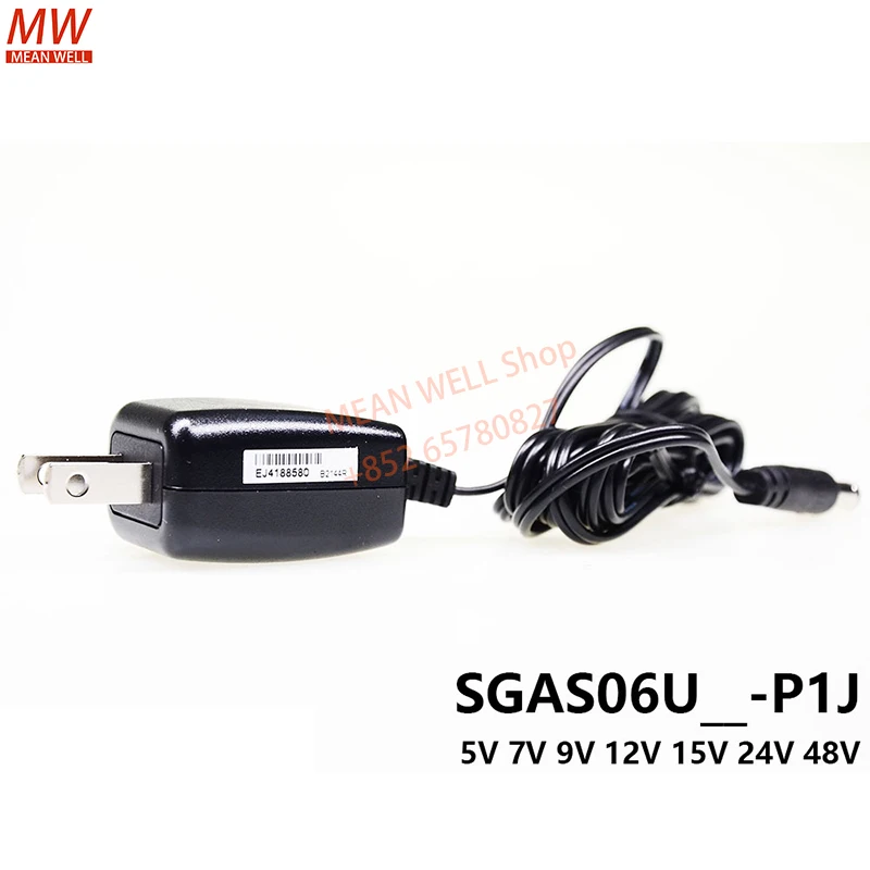 오리지널 MEAN WELL 6W AC-DC 고신뢰성 초소형 벽걸이형 산업용 전원 공급 장치 연장 코드 SGAS06U12-P1J