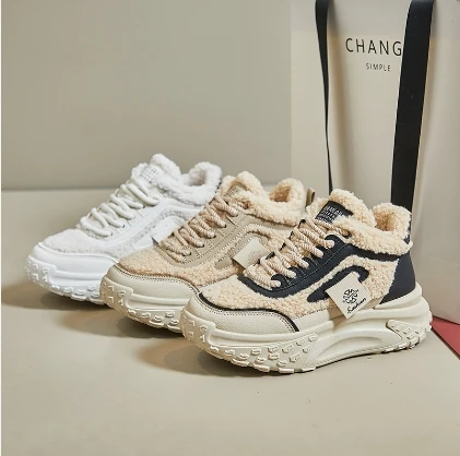 Women's Shoes Autumn and Winter New Fashion Trend Plus Cotton Warm Lamb Velvet Comfortable Breathable Outdoor Casual Shoes