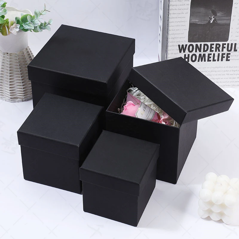 Paper Gift Boxes Black Packaging Cardboard Box Black Cardboard Gift Box Large Gift Boxes
