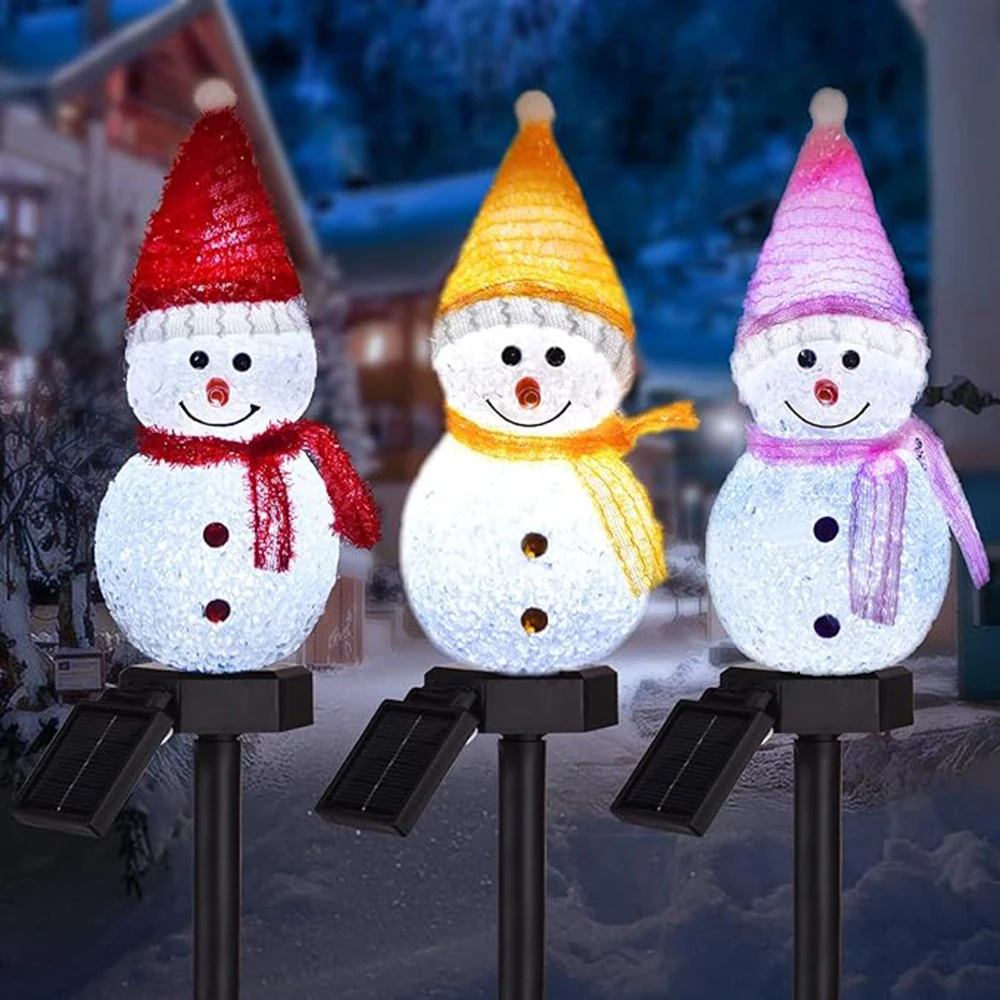 Solar Snowman Christmas Pathway Light Outdoor Waterproof Garden Yard Street Pathway Park Christmas Wedding Decorative Solar Lamp