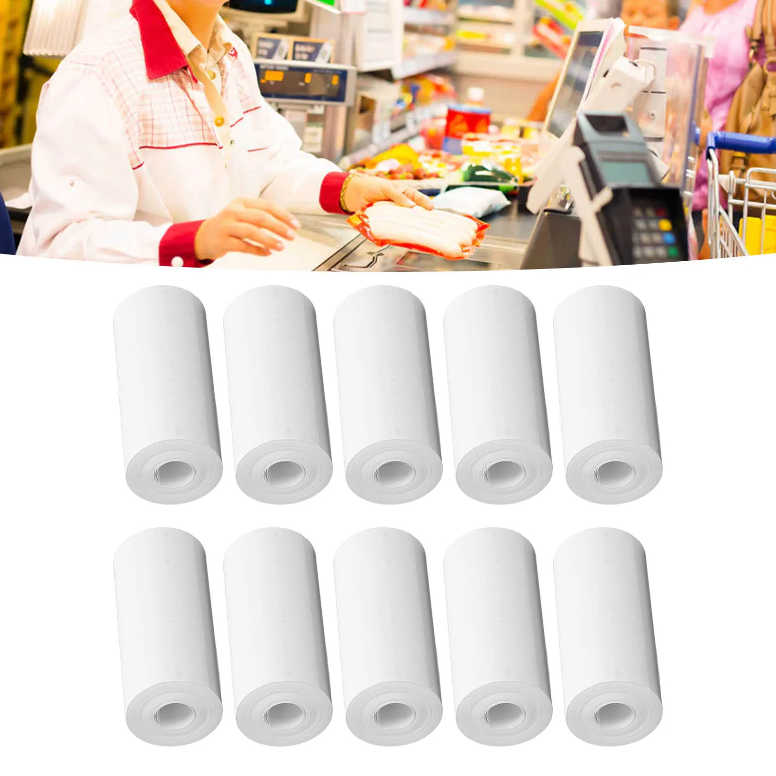 【Flash Sale】10 Rolls Thermal Print Paper Portable Coreless HD Thermal Refill Print Paper Set Thermal Receipt Paper Roll