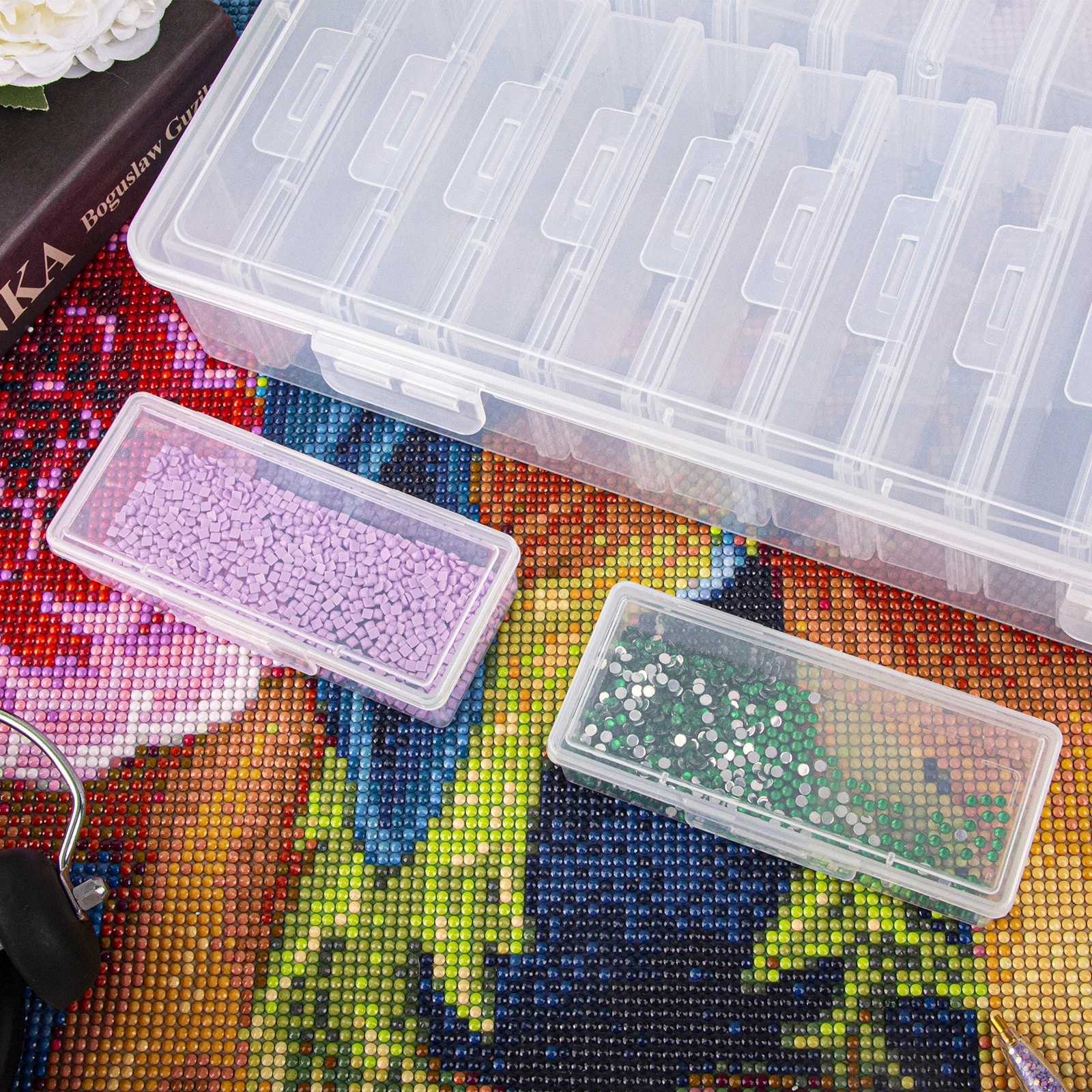 1 Set of 24 Grid Storage Boxes, Storage Gift Diamond Painting Stone Beads, Suitable for Diamond Embroidery Box DIY Craft, Storag