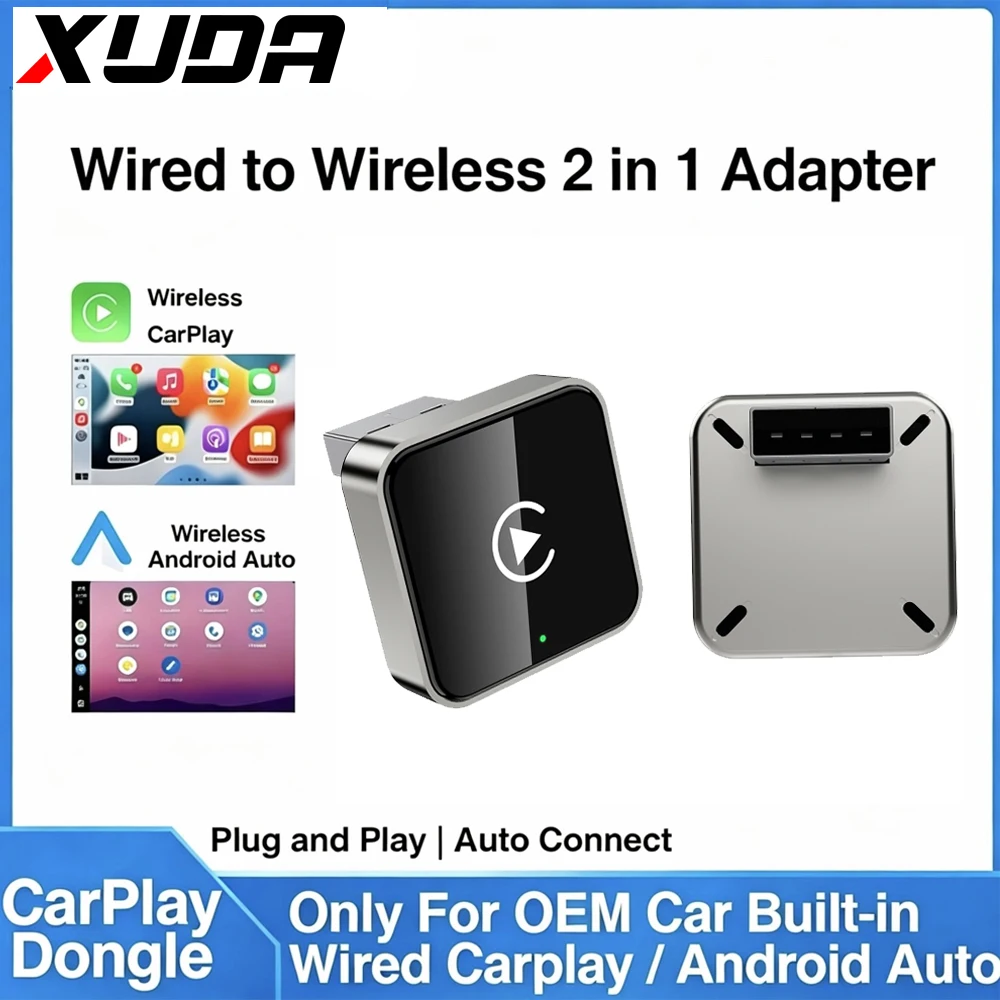 Wireless CarPlay & Android Auto Adapter - Smart Mini Plug & Play Universal USB Dongle