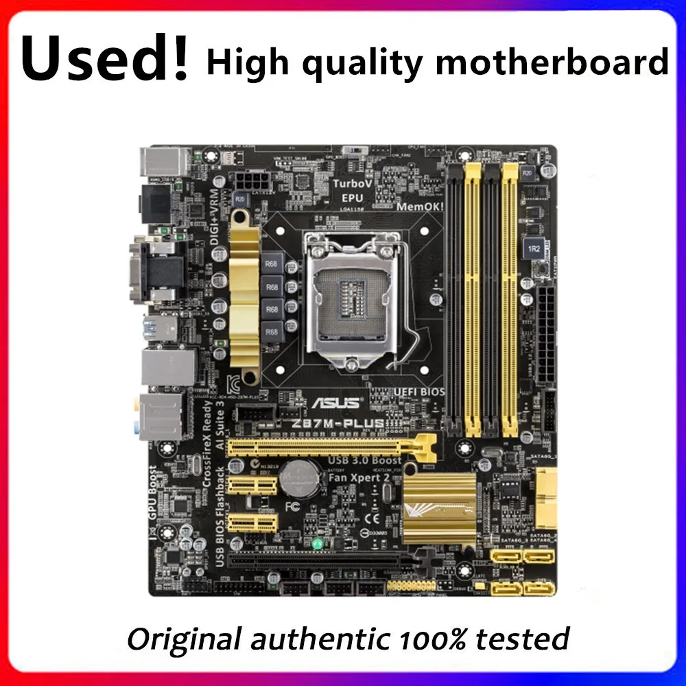 

For Asus Z87M-PLUS Desktop Motherboard Z87 Z87M LGA 1150 For Core i7 i5 i3 DDR3 SATA3 USB3.0 Original Used Mainboard