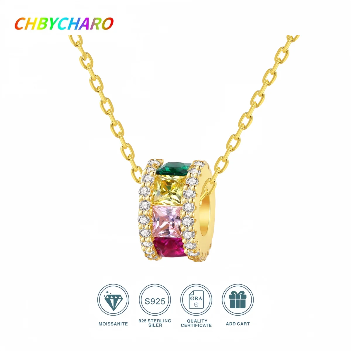 

CHBYCHARO Colorful Zircon Small Waist Necklace for Women with Light Luxury and Unique Design 925 Sterling Silver Collar Chain