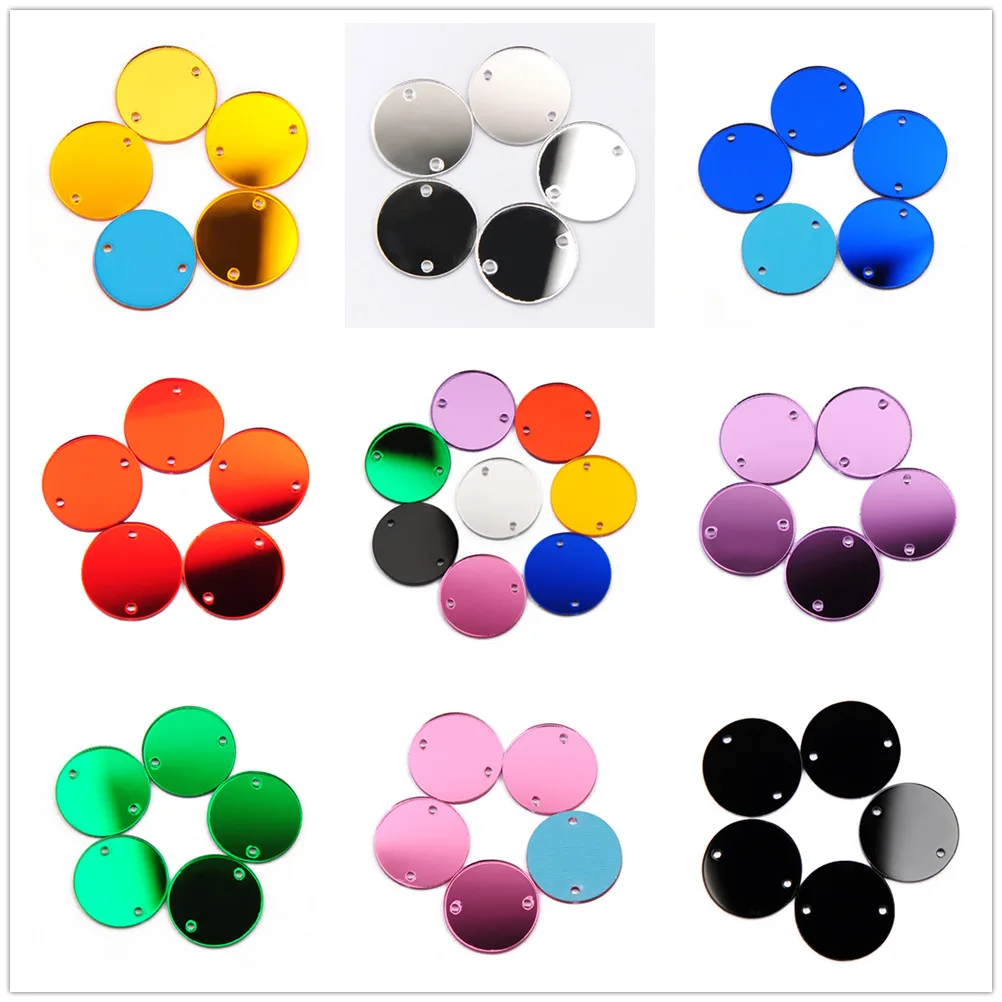 YANRUO 30 Stück 12 mm 20 mm runde Acryl-Spiegelkristalle zum Nähen, flache Rückseite, Kristalle für DIY-Handarbeit, Applikation, Trikotkleid