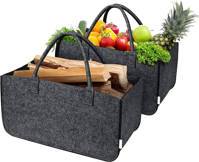 2pcs 55cm Firewood Basket Firewood Transportation Bag Felt Bag