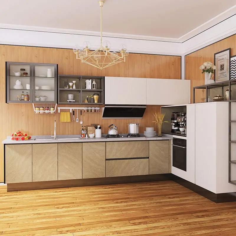 

OPPEIN Aluminum Made Custom Poly Wood Kitchen Cabinet Manufacturers Vietnam Up And Down Korean Kitchen Cabinet