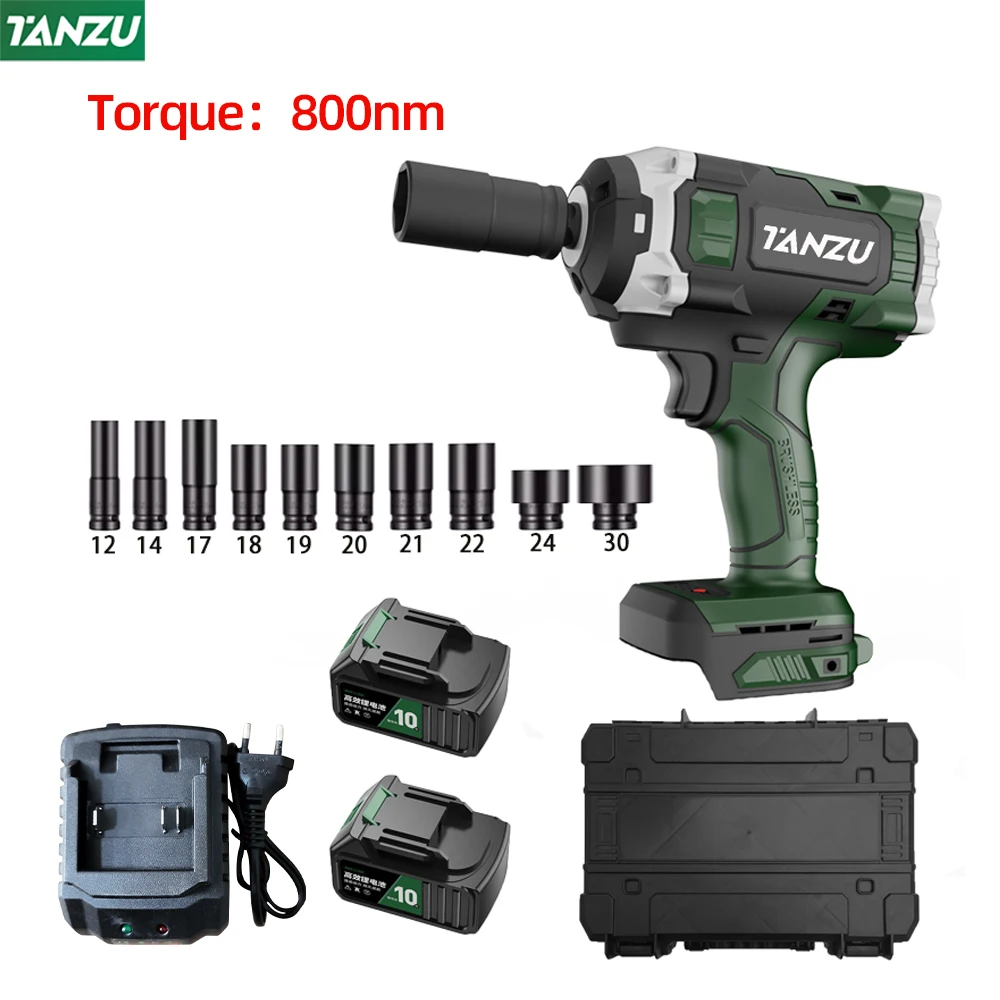 True 800N.m Electric Impact Wrench 21V Brushless Cordless High Torque With Lithium Battery For Car Truck Repair Power Tool Tanzu