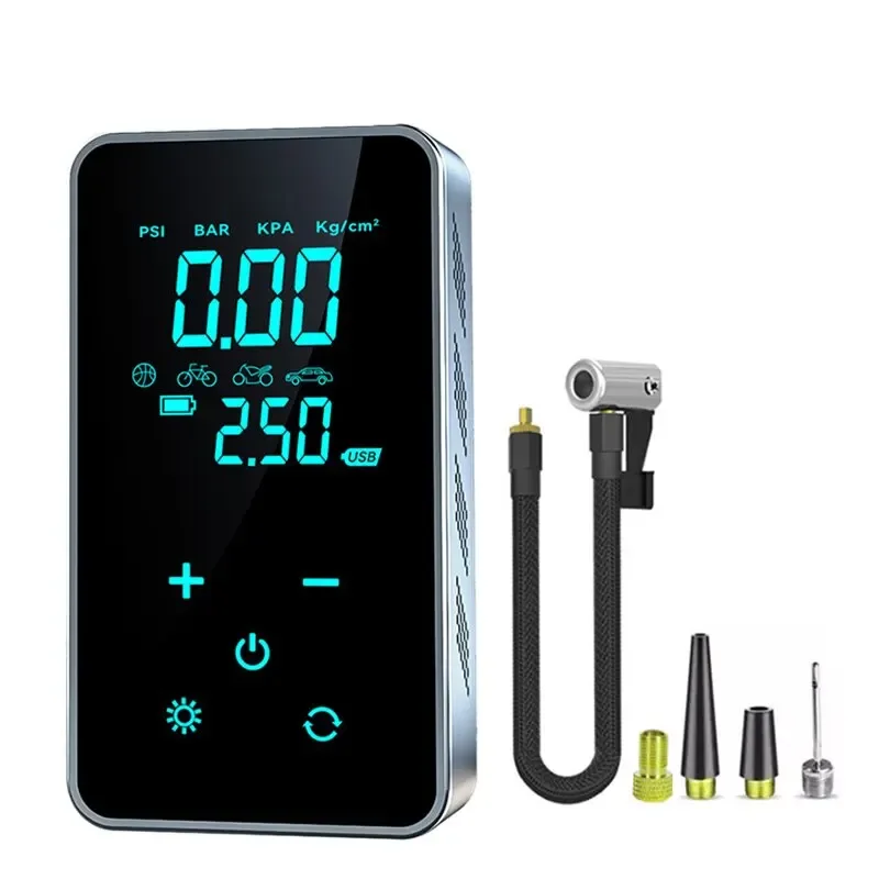 High-Performance Portable Electric Air Pump with Digital Touch Control – 150PSI for Convenient Car and Motorcycle Inflation