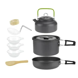 Lightweight Portable Camping Cookware Set with Carrying Bag (2-3 person pot set K)