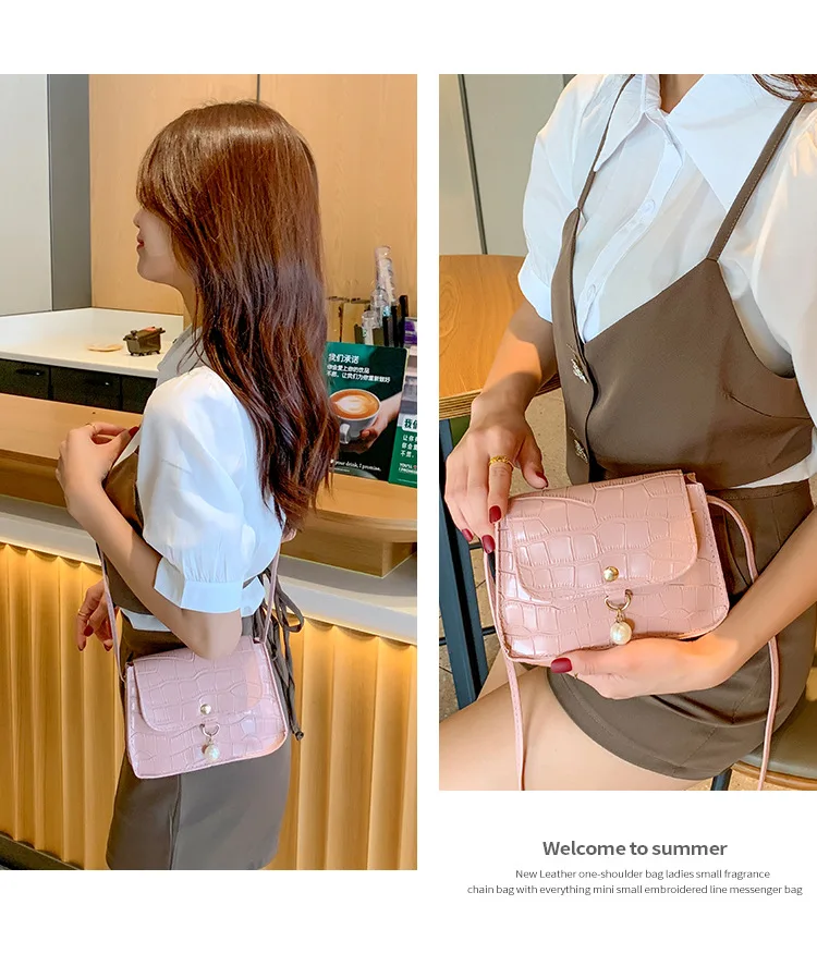 2023 New Shopping Bag Retro Casual Lady Underarm Handbag Stone Pattern Shoulder Bag Female Leather Solid Color Chain Female Bag