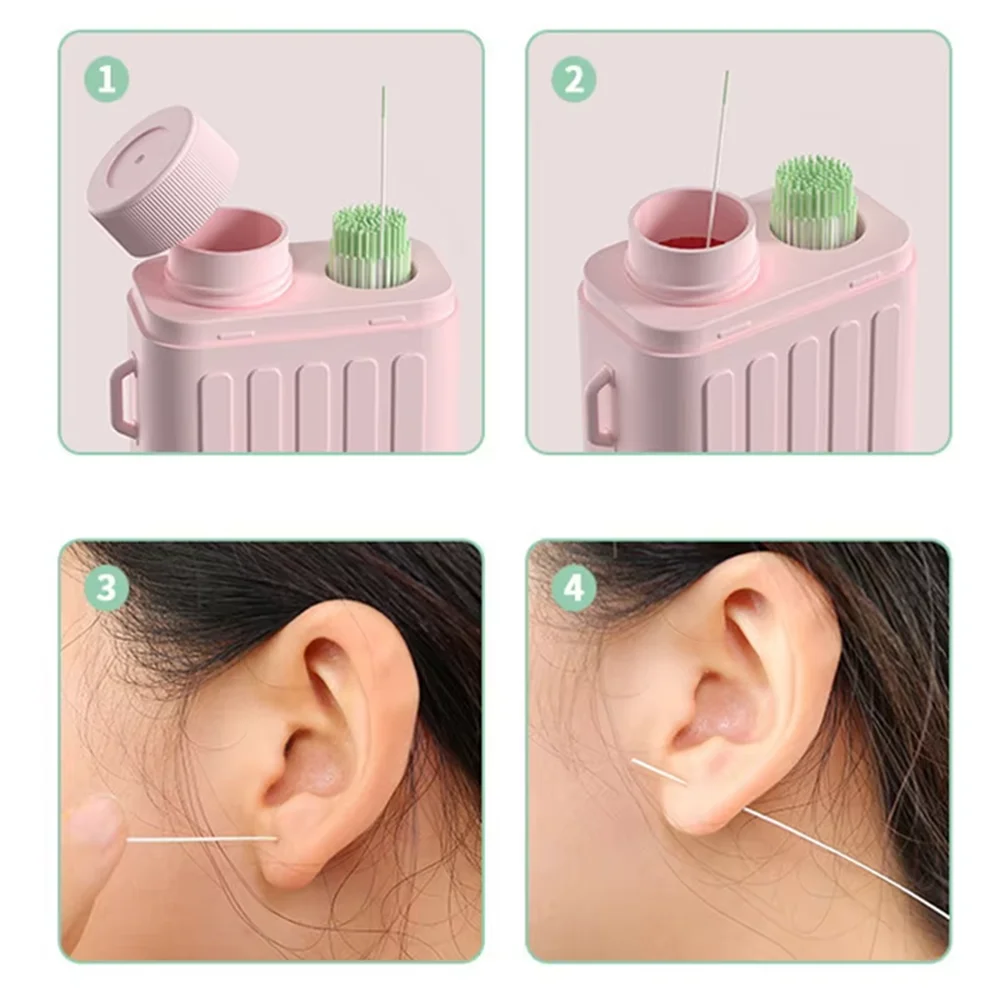 Disposable Ear Piercing Cleaner Set with Cleaning Line Deodorizing Moisturizing Cleaning Liquid Professional Ear Piercing Care