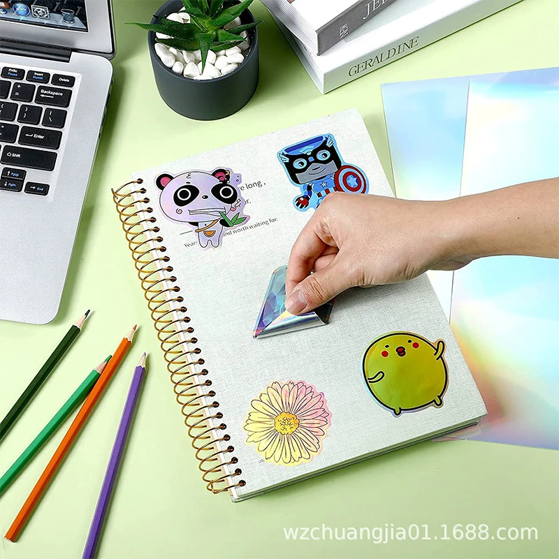 A4 Rainbow Sticker Paper, Printable Holographic Vinyl Sticker Paper Dries Quickly Waterproof For Inkjet/laser Printer 20