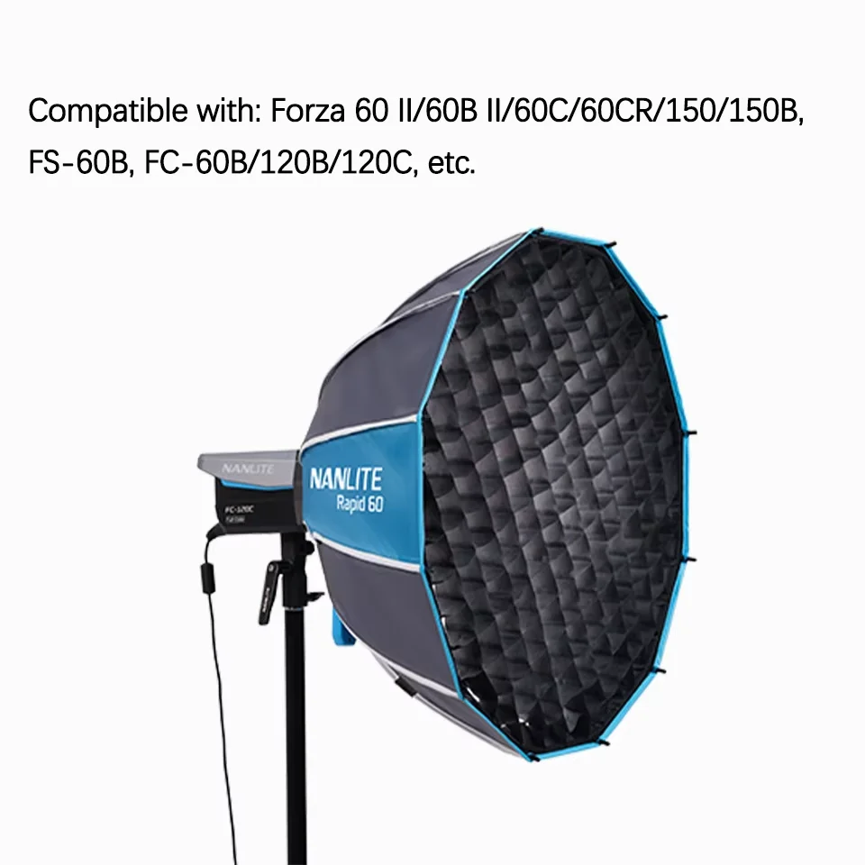 Nanlite SB-FM-RP60 Rapid 60cm FM 마운트 소프트박스 전문가용 소프트 라이트 빠른 설치 사진 조명 소프트 라이트 소프트박스