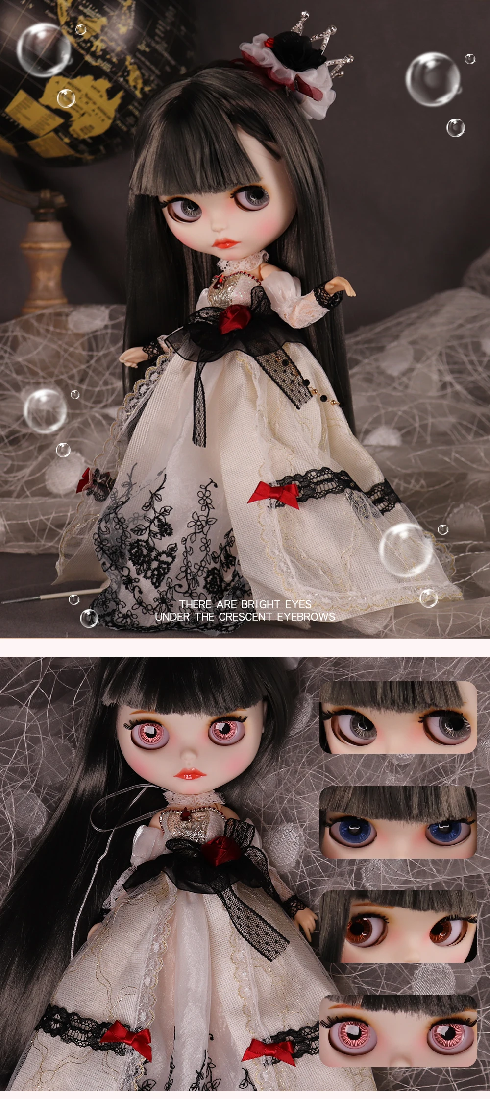 ICY DBS Blyth Puppe für Oma, graues Haar, geschnitzte Lippen, mattes Gesicht, Gelenkkörper, 1/6 BJD – Detail 1