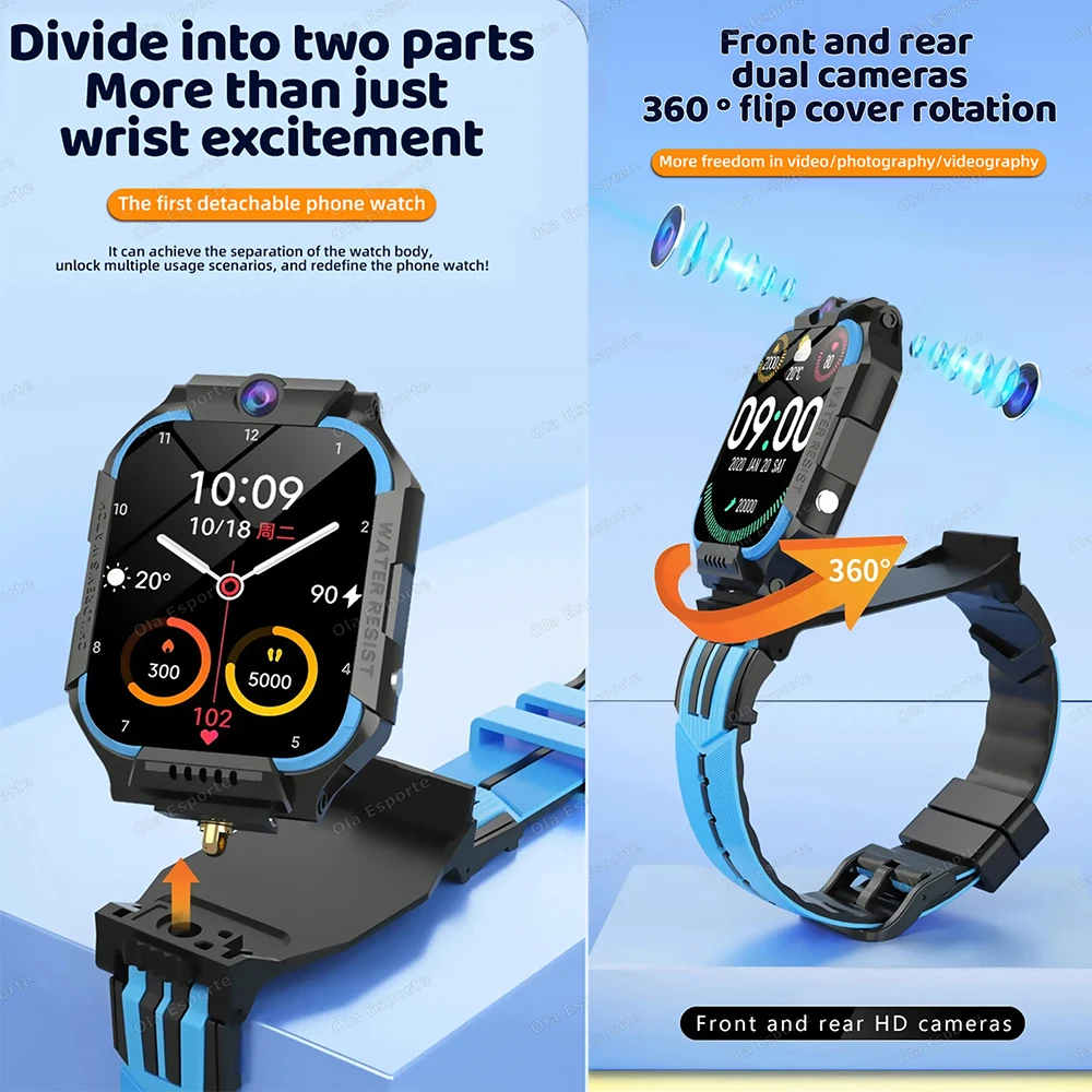 For Android IOS Kids 5G Smart Watch SOS GPS Location Sim Card Call Camera Child Smartwatch 1.83” Waterproof Watches Gifts 2025